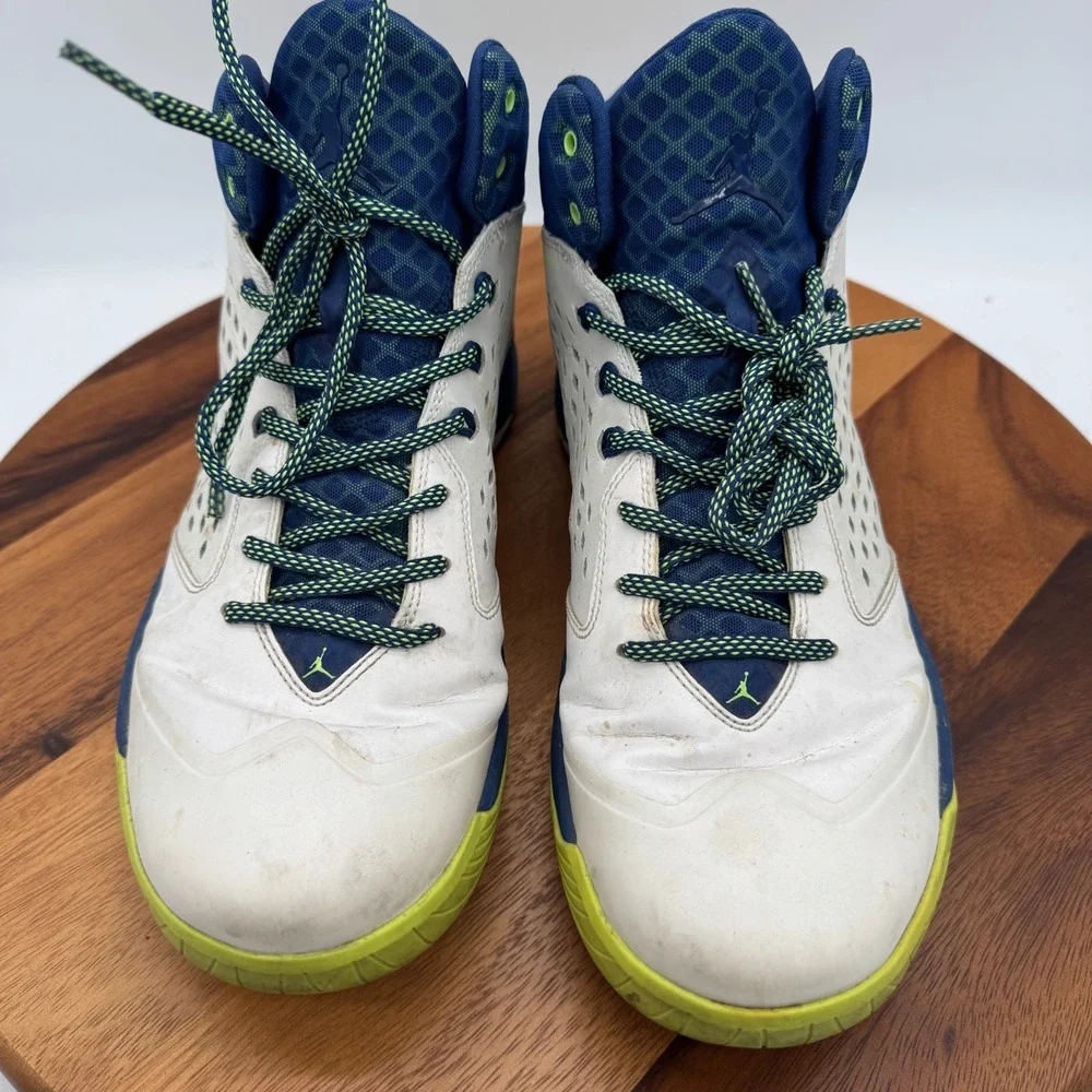 Jordan Rising High Shoes Mens 12 White Insignia Blue Ghost Green Sneakers